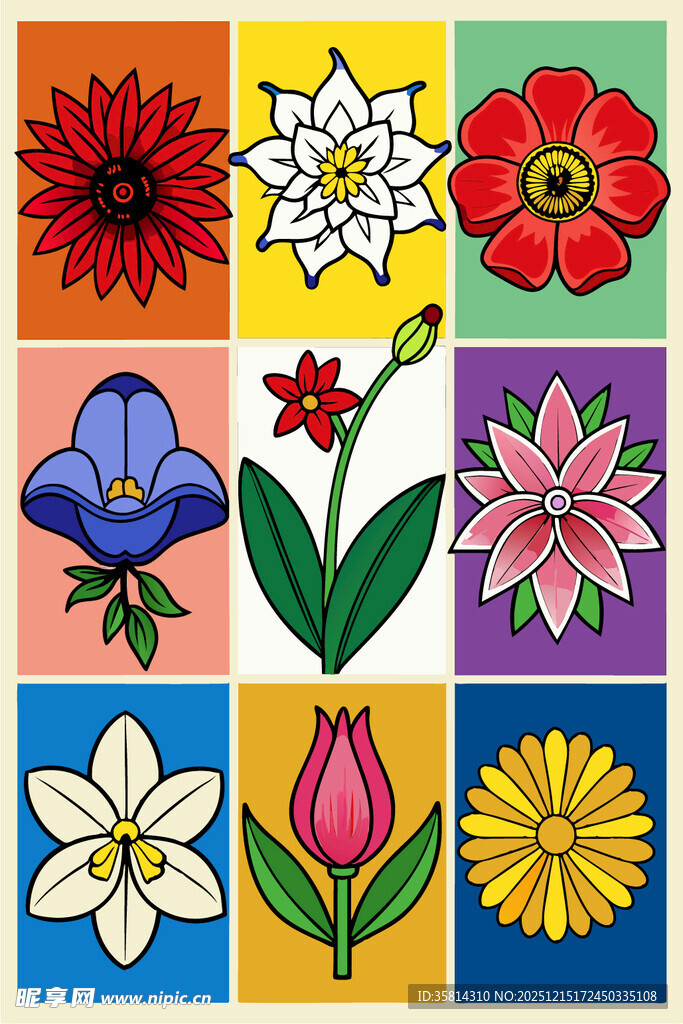多彩花卉图案集合