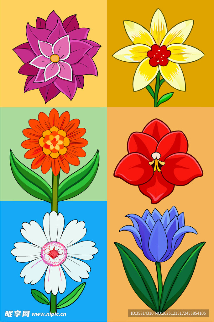 多彩花卉图案集合