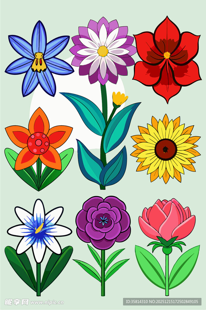 多彩花卉图案集合