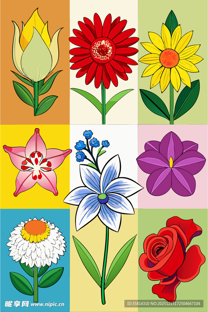 多彩花卉图案集合