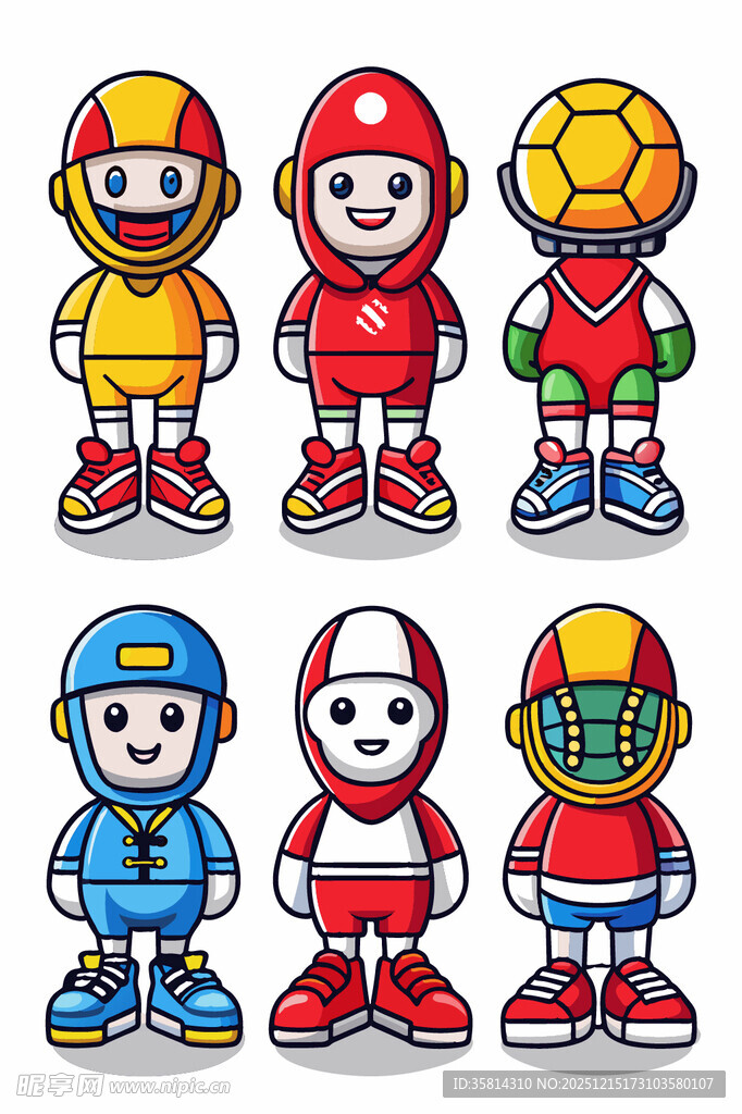 多彩卡通运动角色集合