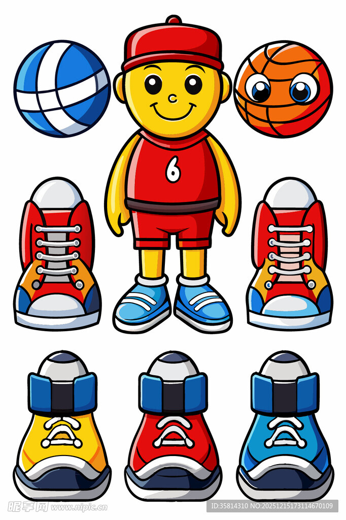 卡通运动装备组合