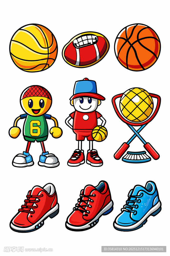 运动主题卡通元素集合