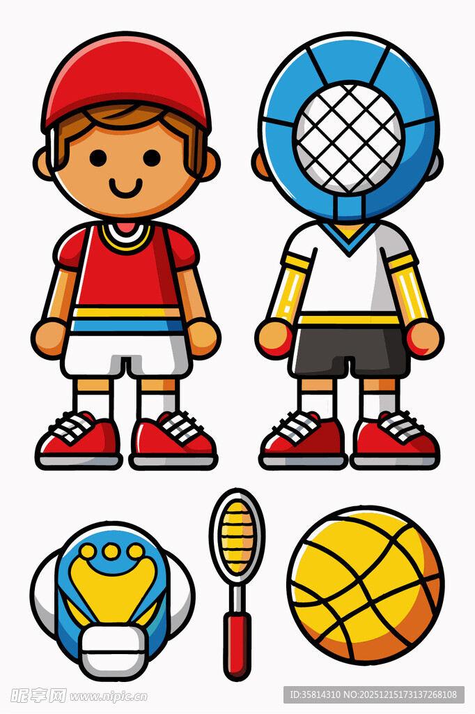儿童运动装备与卡通形象