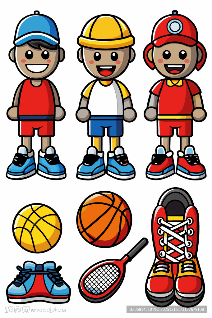 儿童运动装备与卡通形象