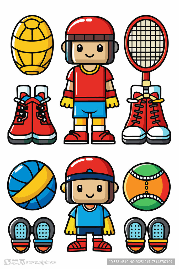 儿童运动装备与卡通形象