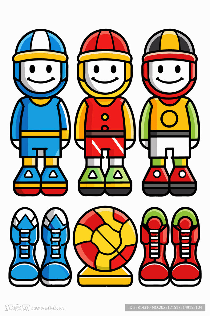 卡通运动角色与装备