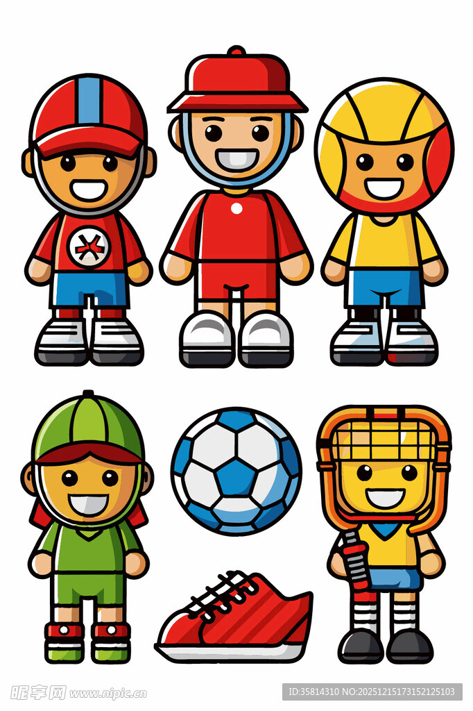 卡通运动角色与足球元素