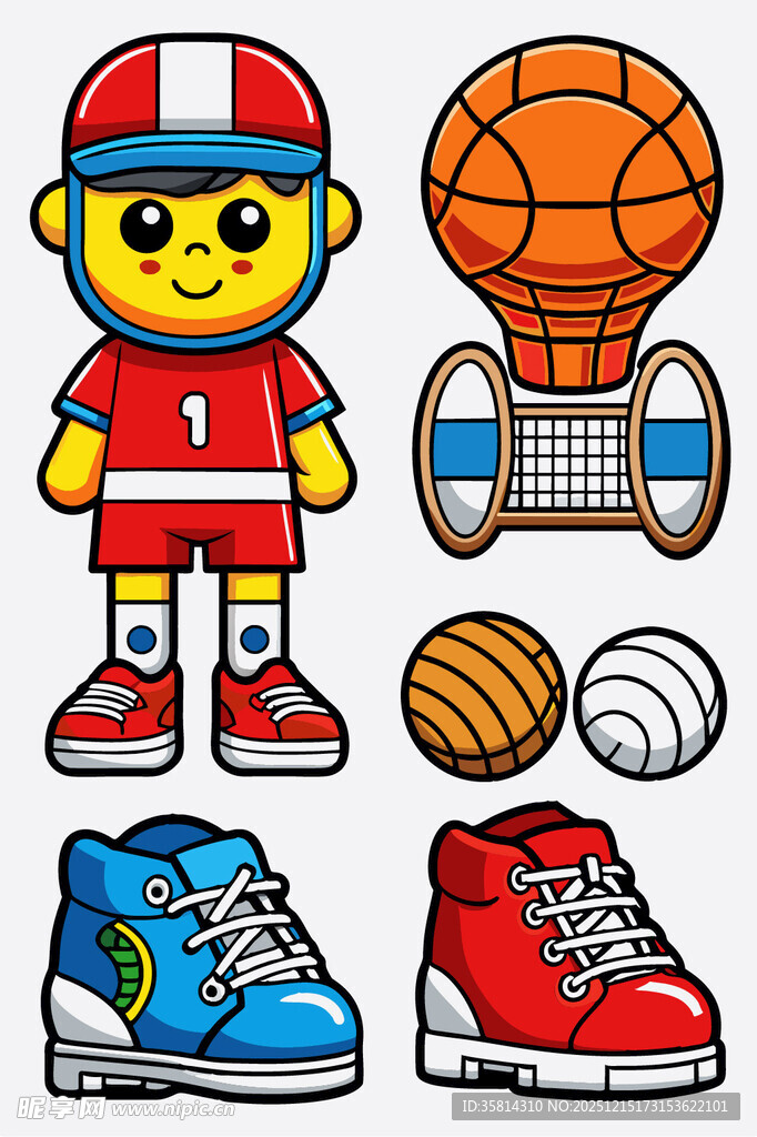 卡通运动装备与吉祥物