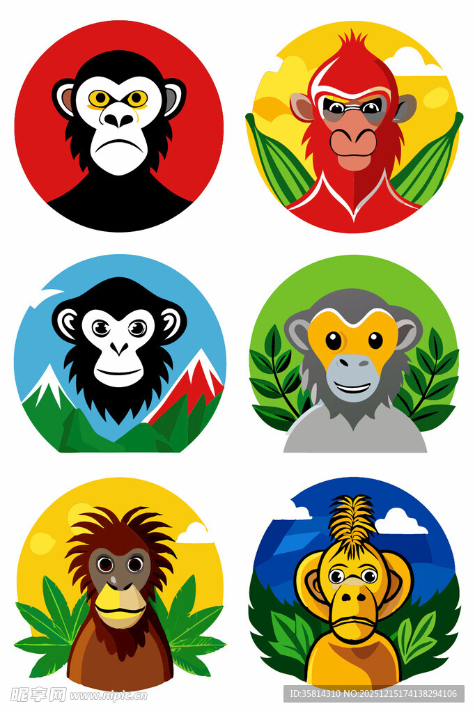 多彩动物头像图标集