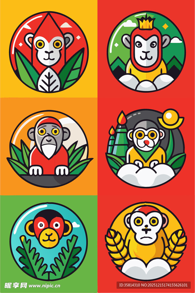 多彩动物卡通图标