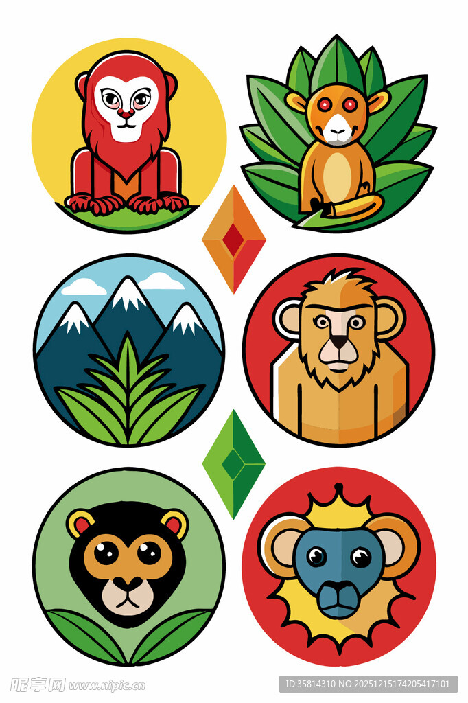 多彩动物图标集合