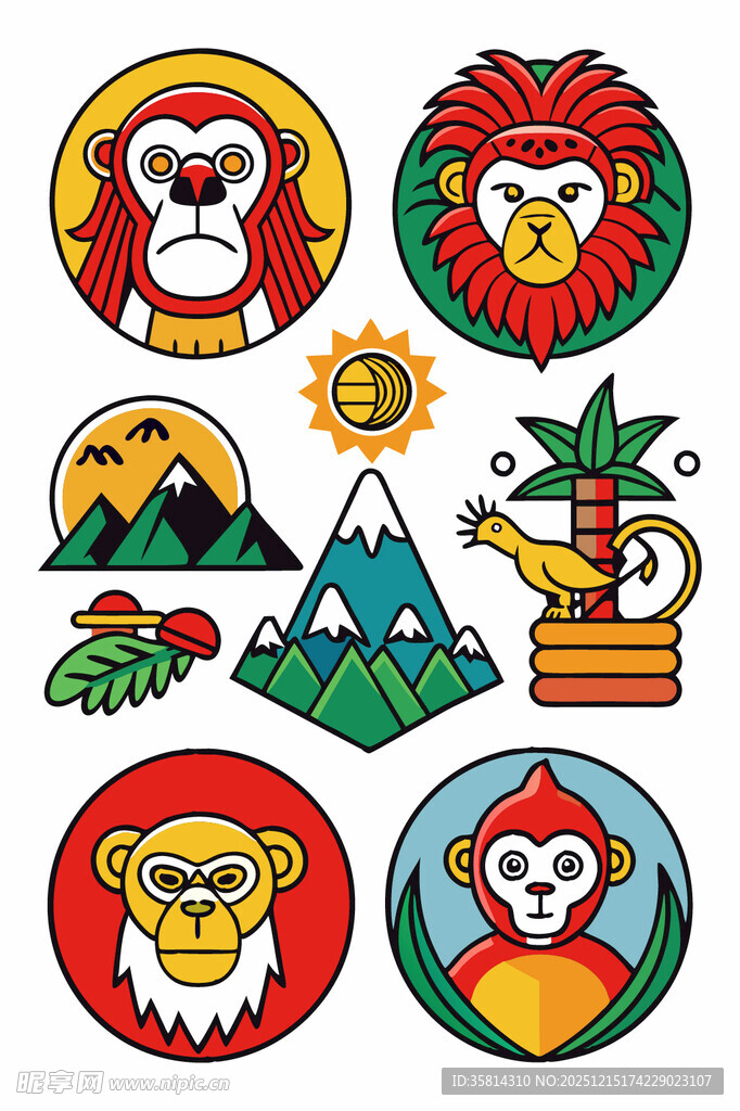 动物与自然风景图标集