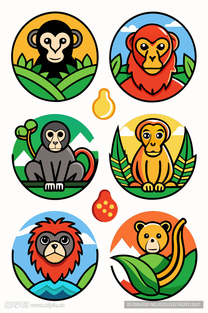 动物卡通形象插画集合