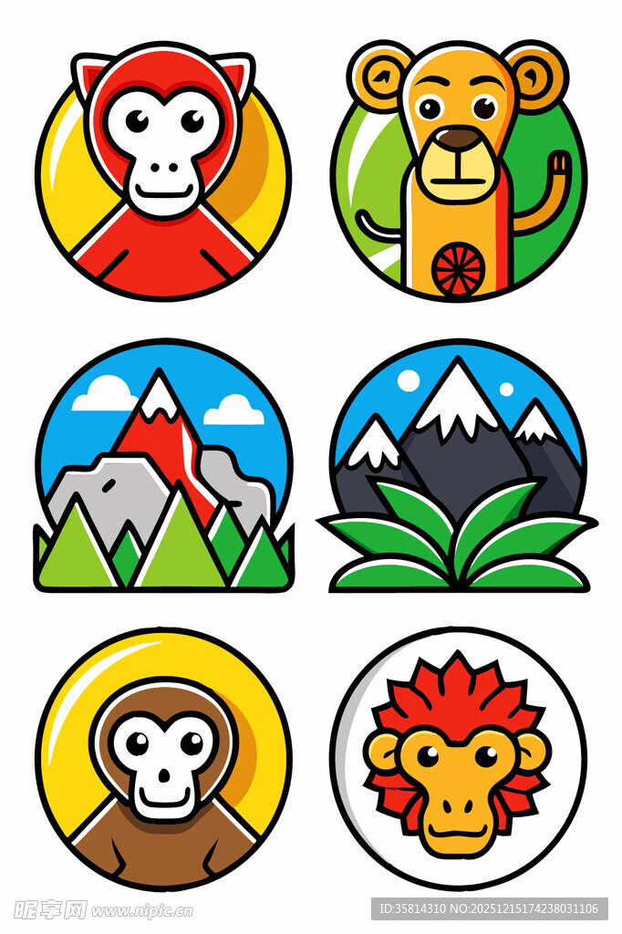 动物与自然主题卡通图标