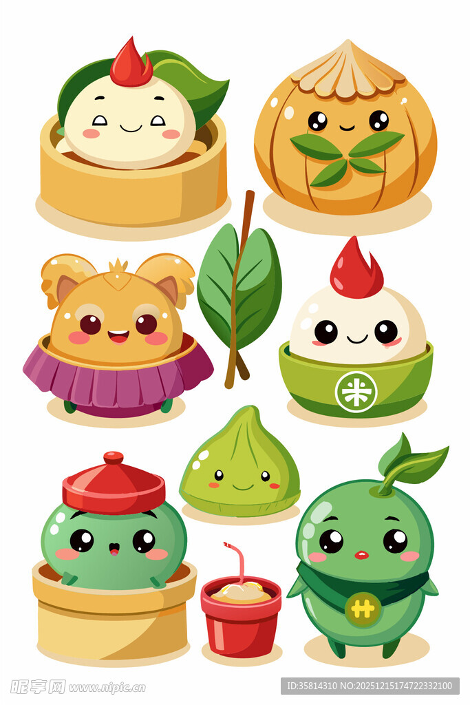 可爱中式美食卡通形象