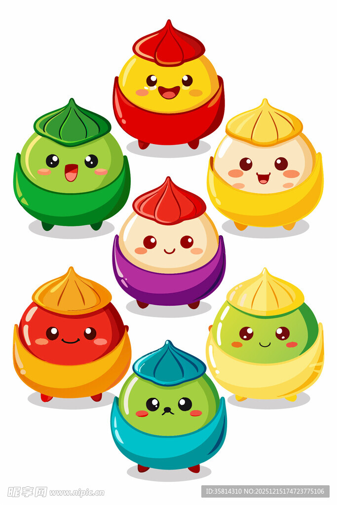 可爱多彩卡通包子形象