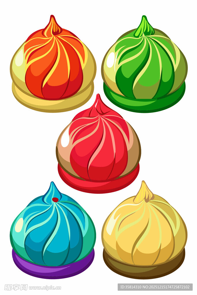 多彩美味包子插画