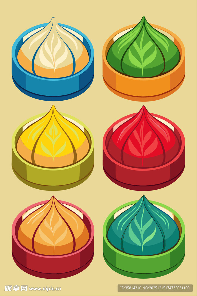 多彩卡通风格圆顶建筑图案