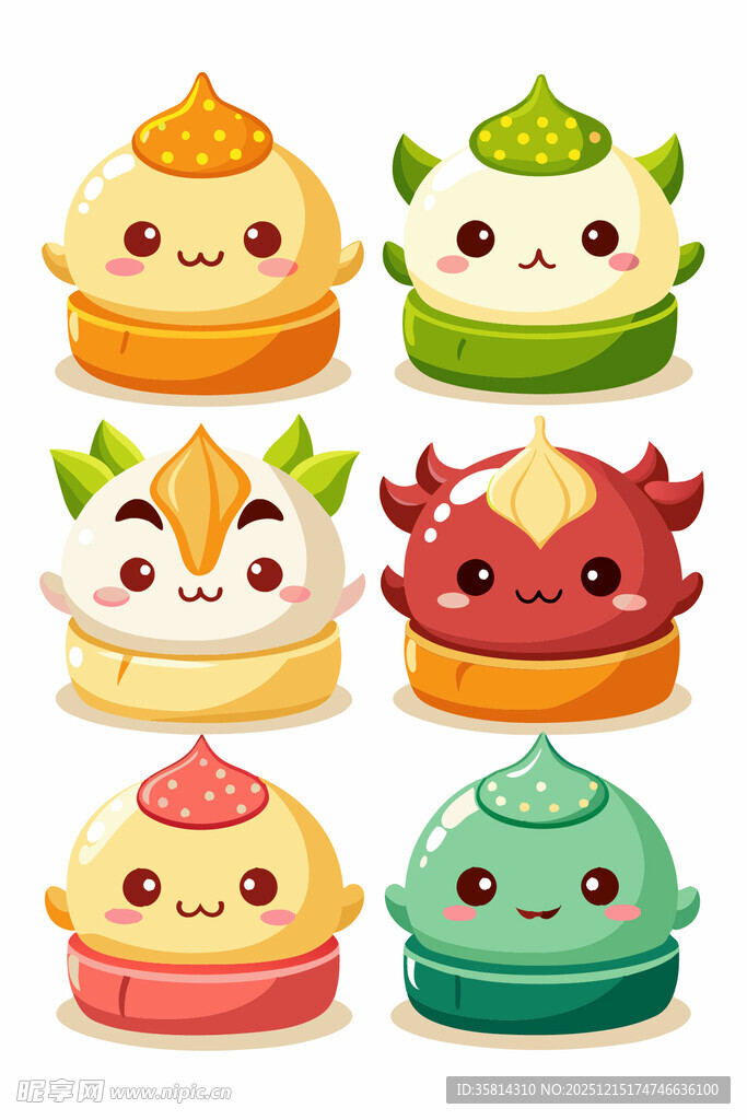 可爱卡通中式点心形象