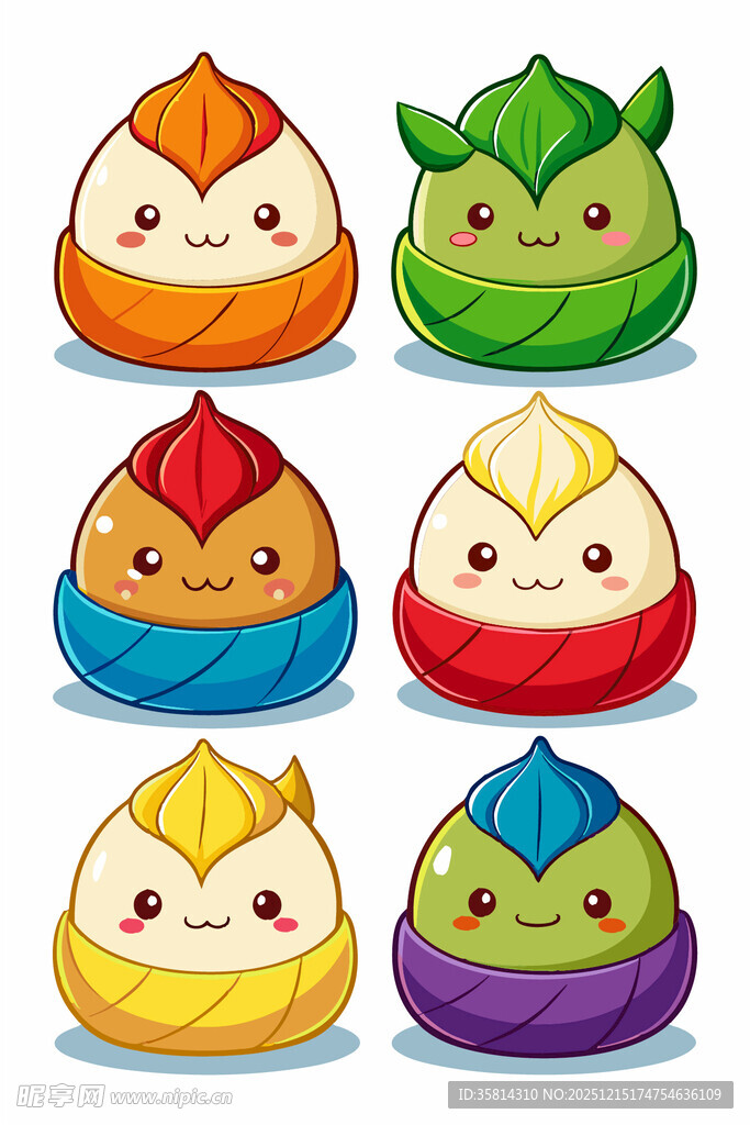可爱多彩卡通包子形象