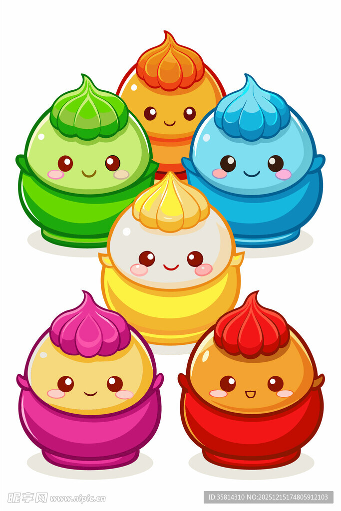 可爱彩色卡通小包子