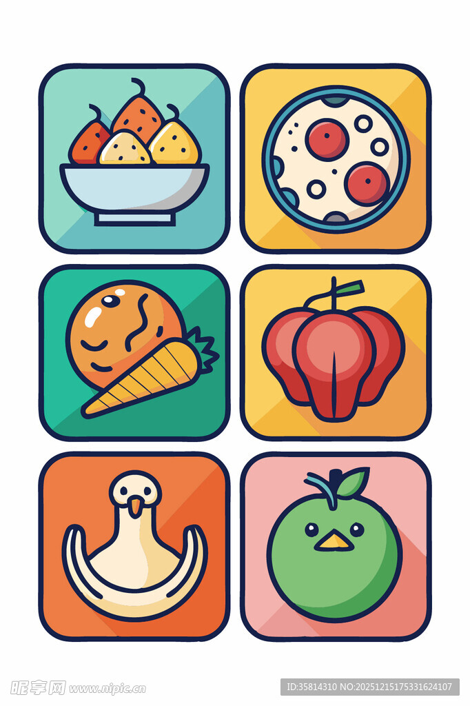 多彩食物图标集合