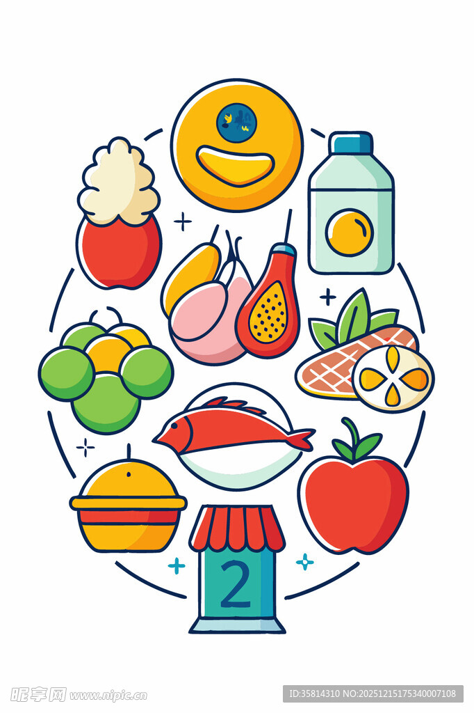 多样美食图标集合