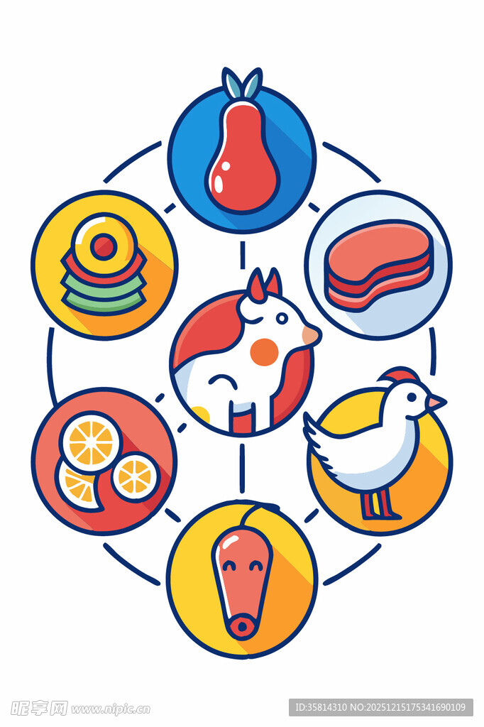 多彩卡通食品元素集合