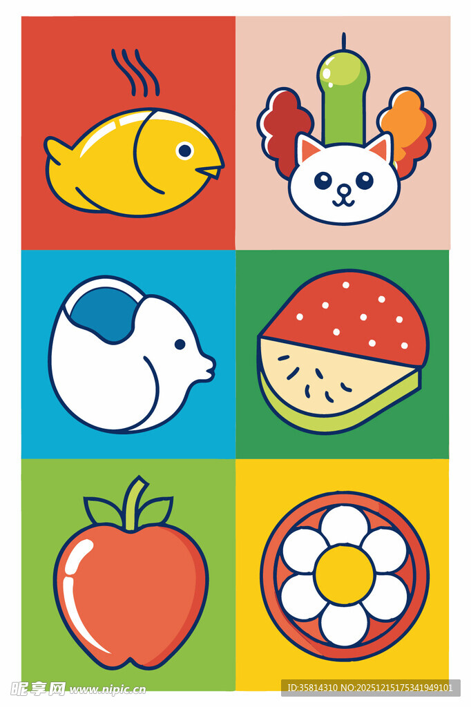 多彩卡通图案集合