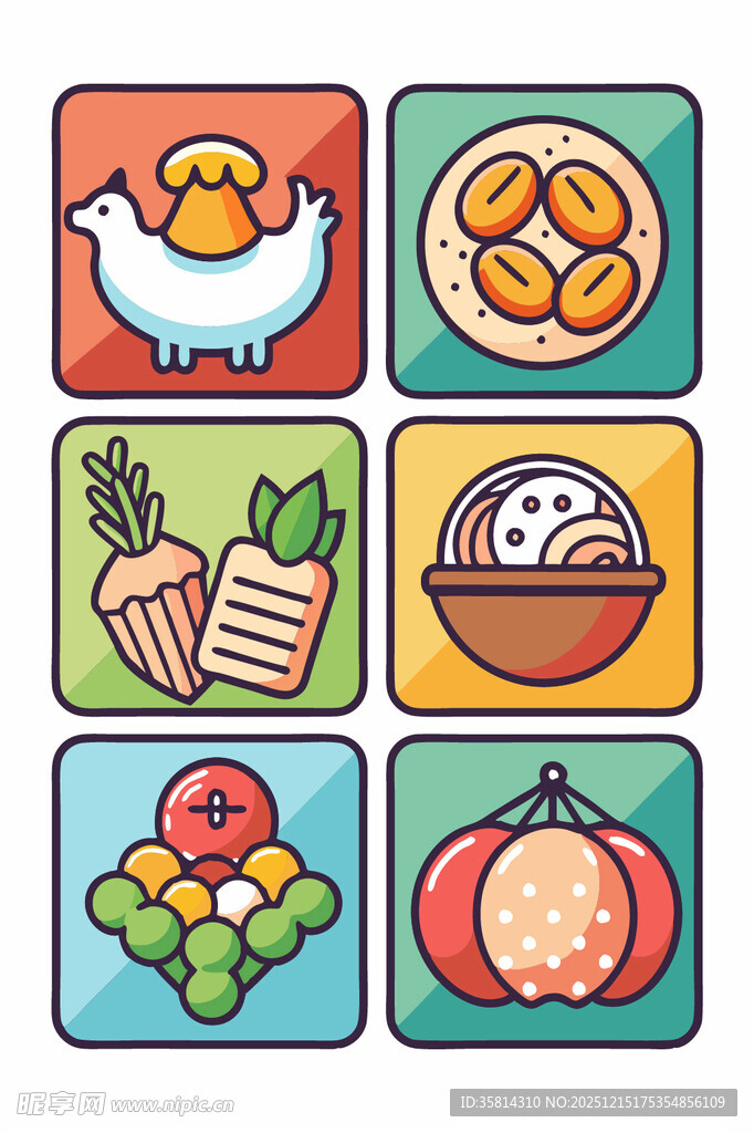 多彩美食图标集合
