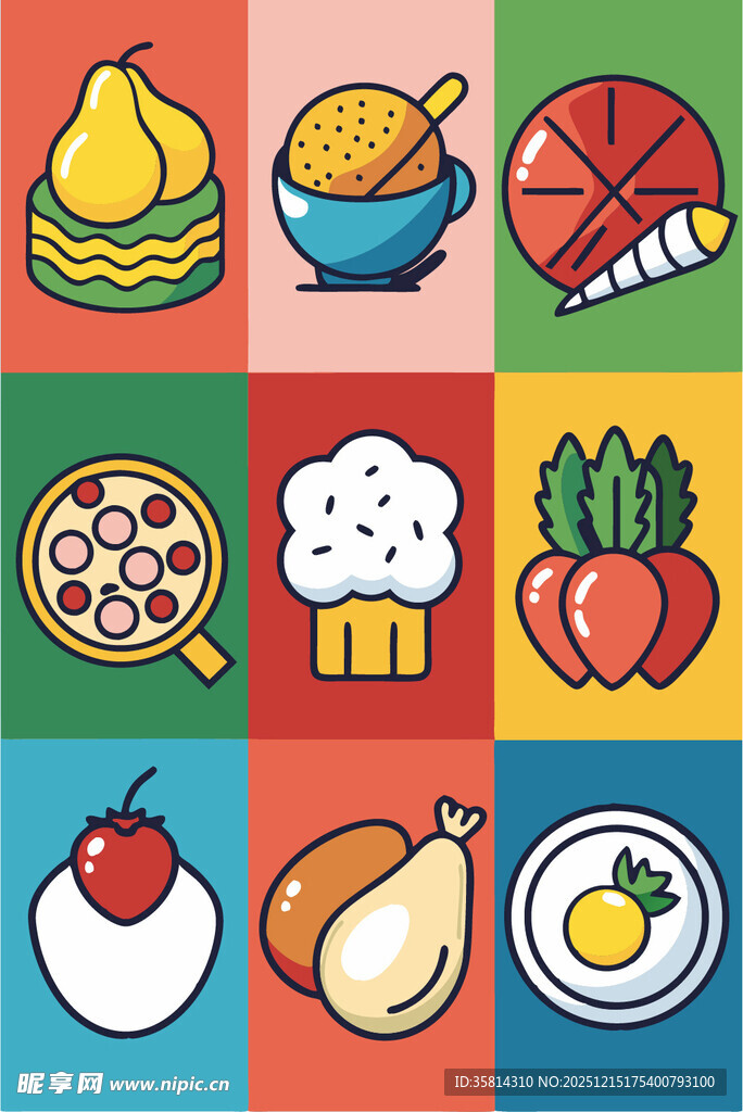 多彩美食图标集合