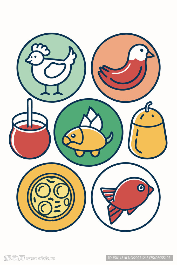 多样美食图标集合