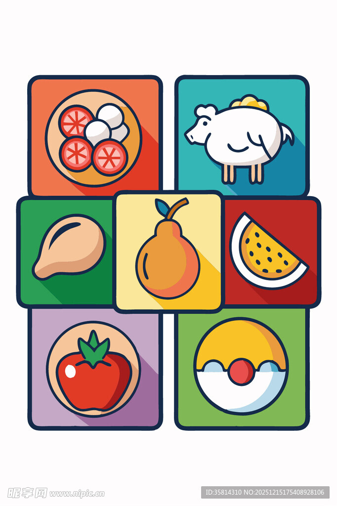 多彩食物图标集合