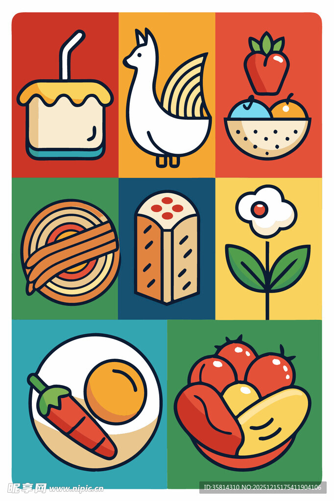 多彩食物图标集合