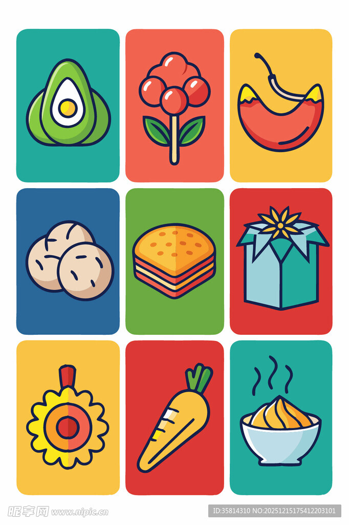 多彩食物图标集合