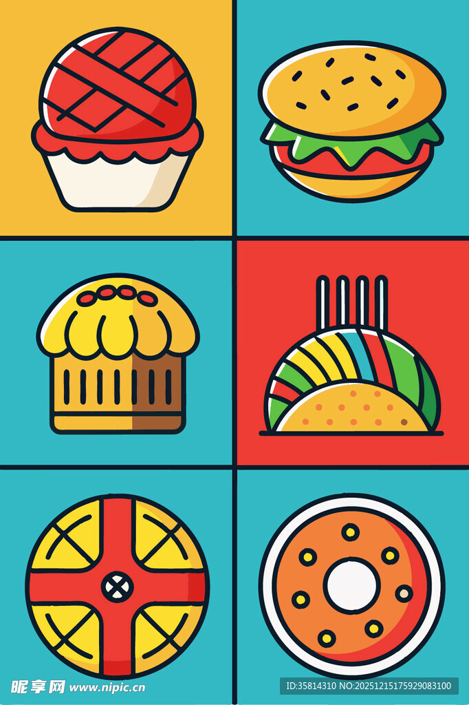 多彩美味的各式糕点与食物