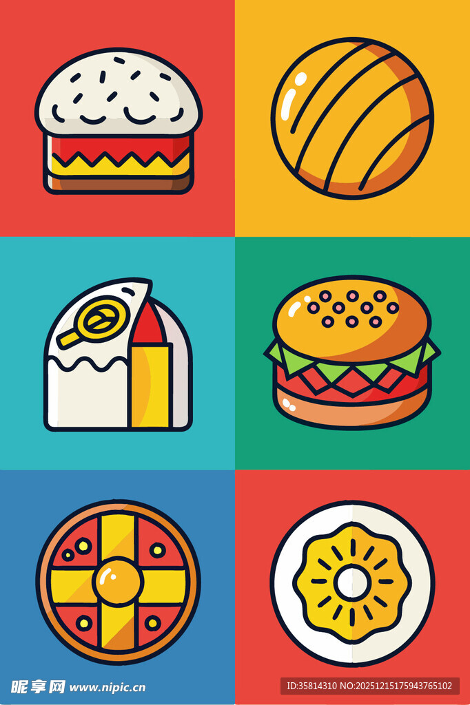 多彩美味糕点与食品集合