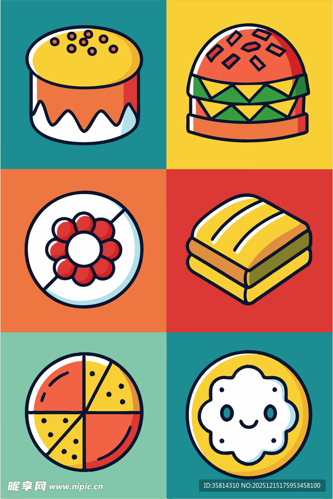 多彩美味糕点图标集合