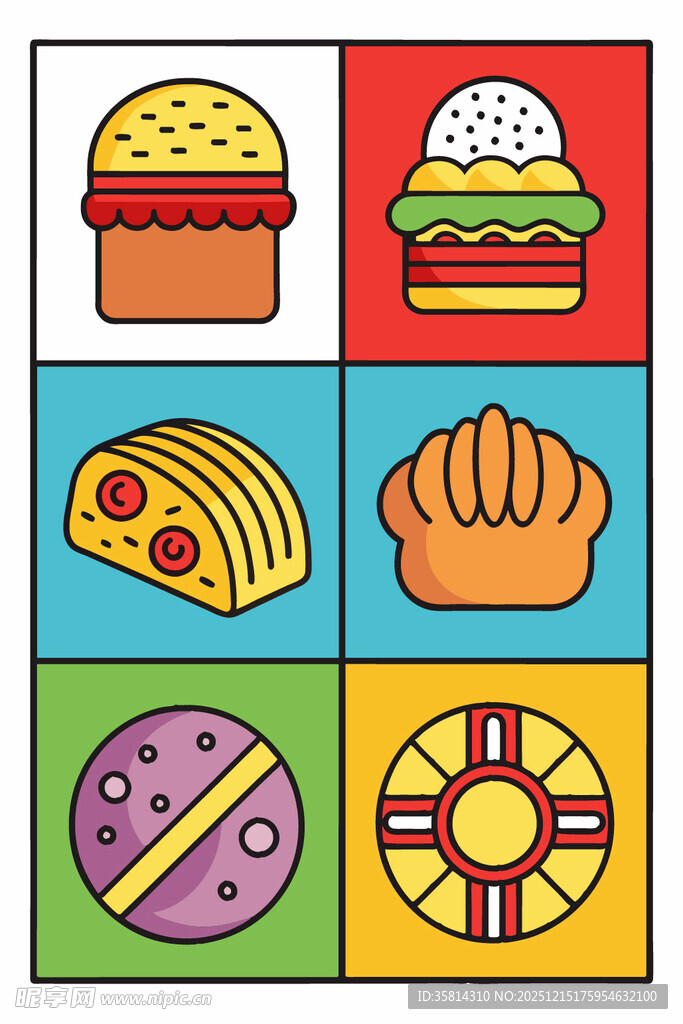 多彩美味糕点与面包集合