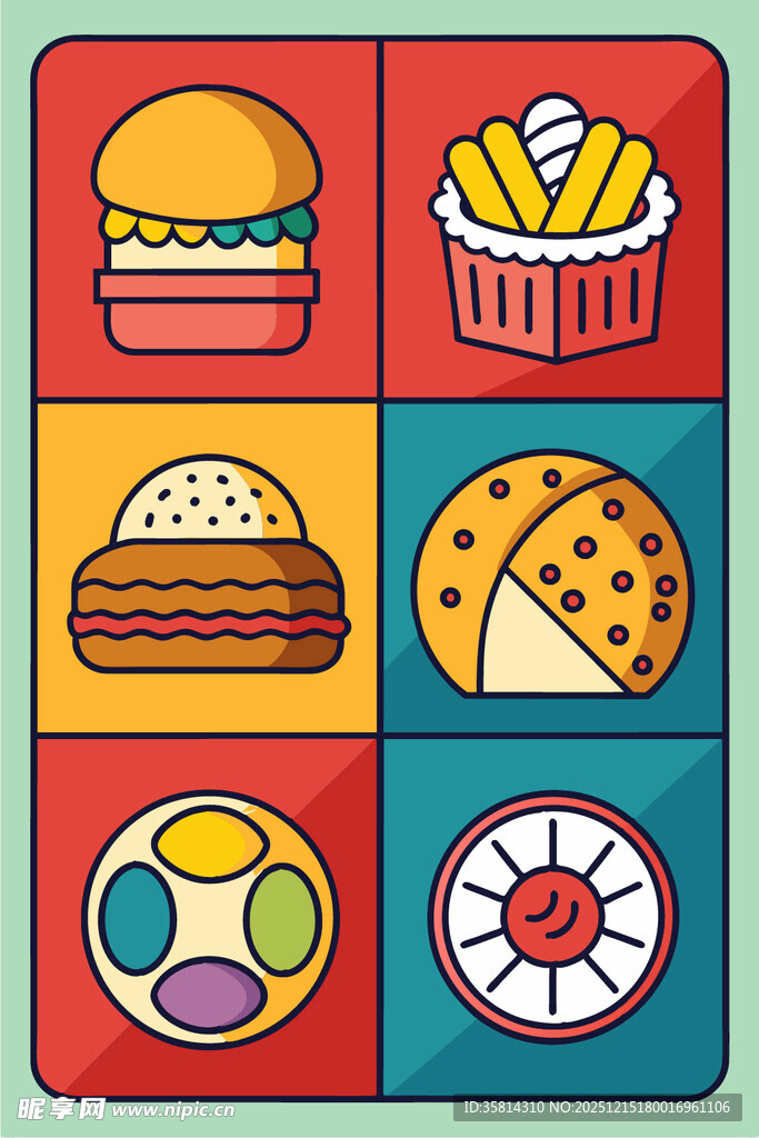 多彩快餐图标集合