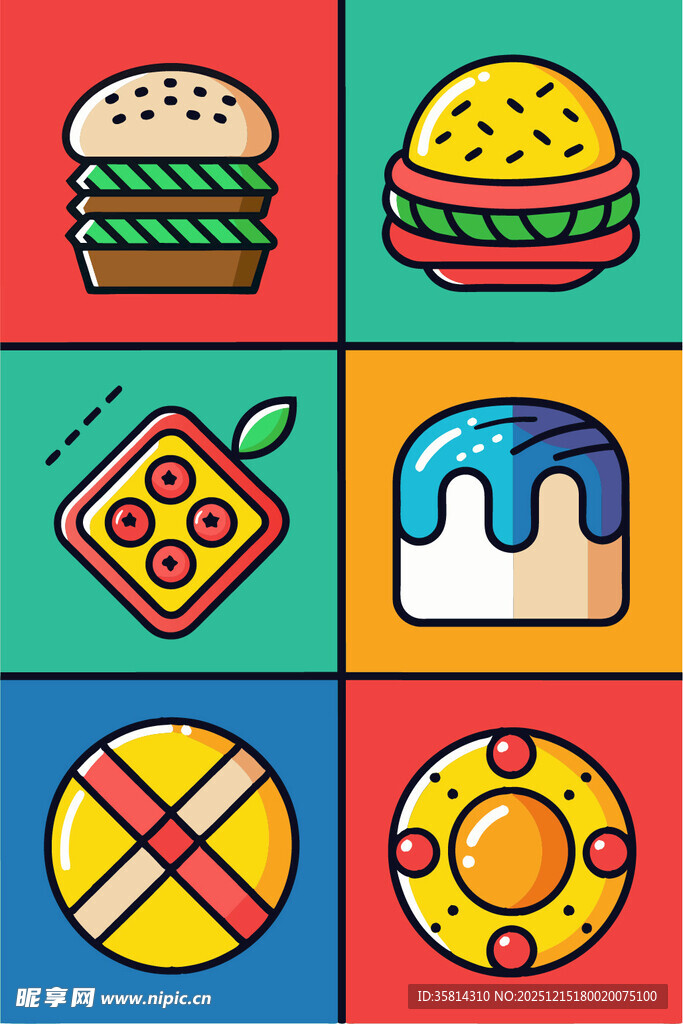 多彩食物与物品图标集合