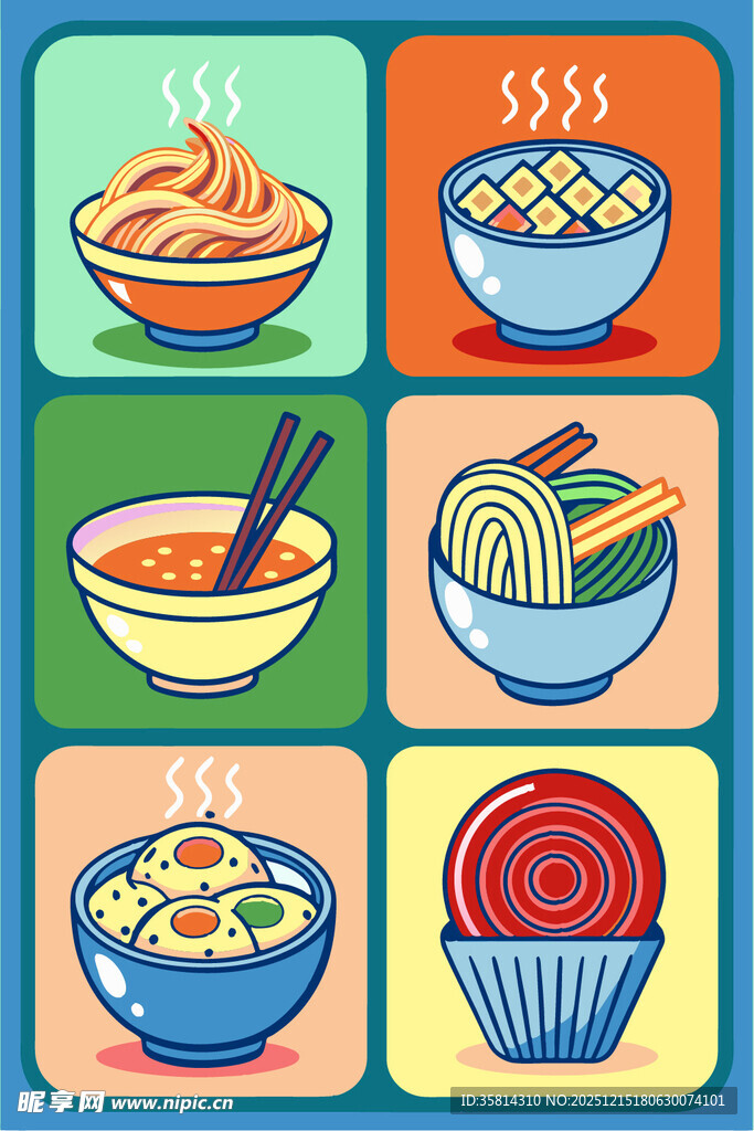 多彩面食与甜点美食集合