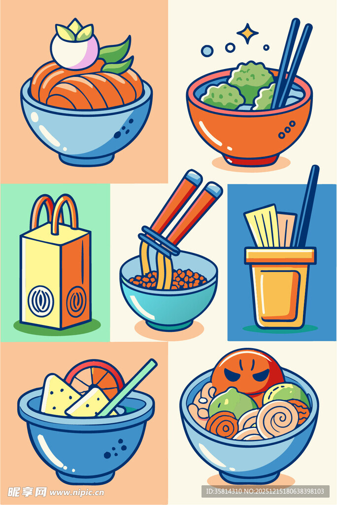 多彩日式美食插画展示