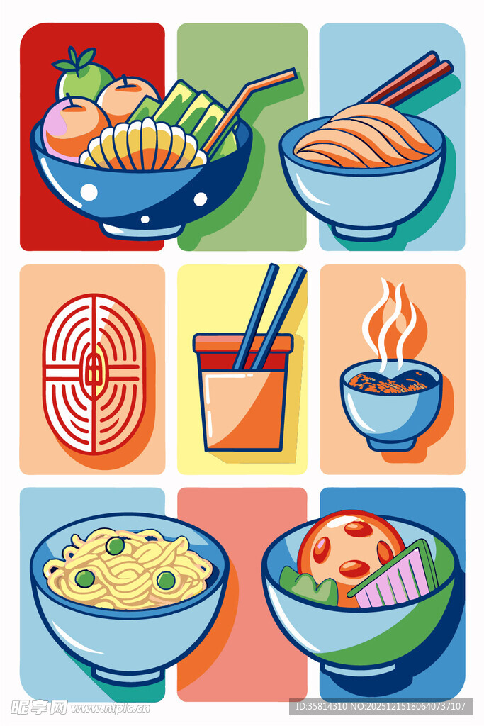 多彩日式美食插画