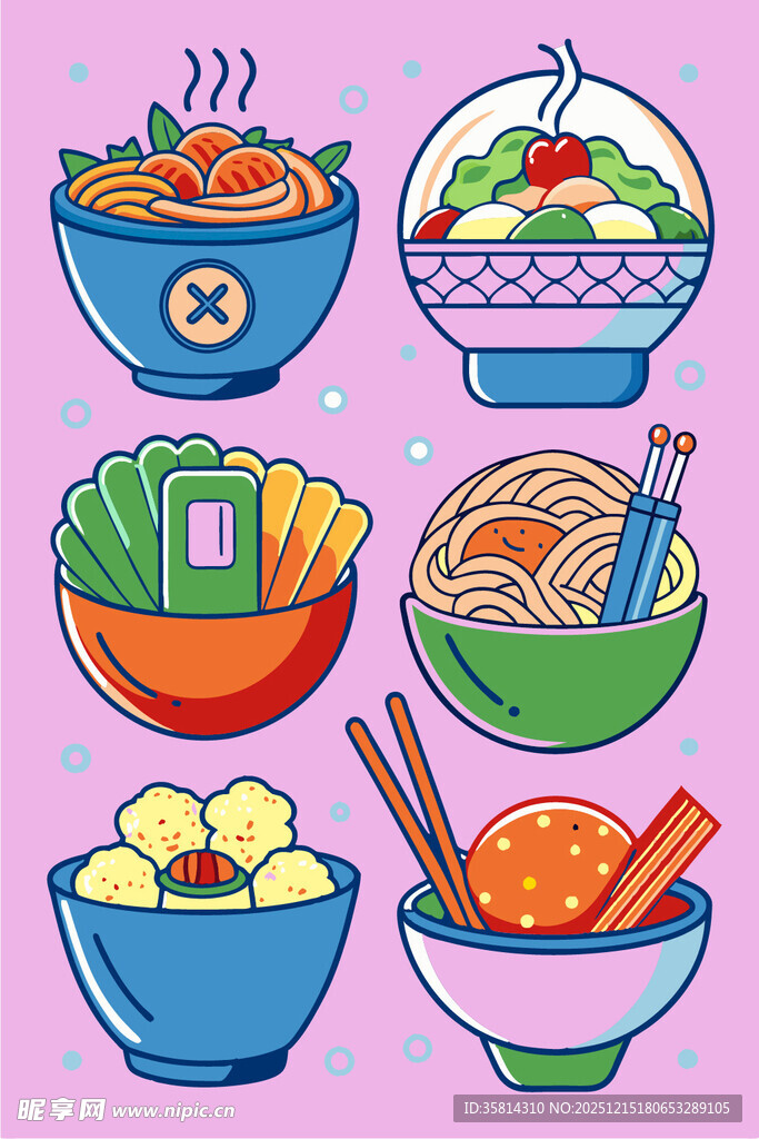 多彩中式美食插画