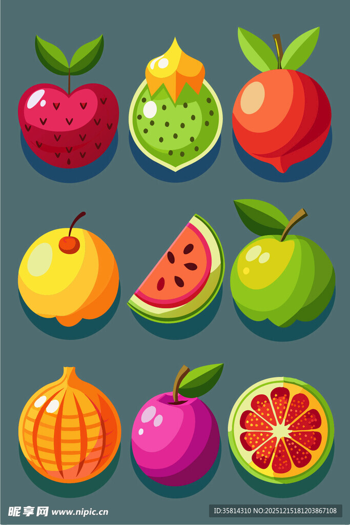 多彩卡通水果集合