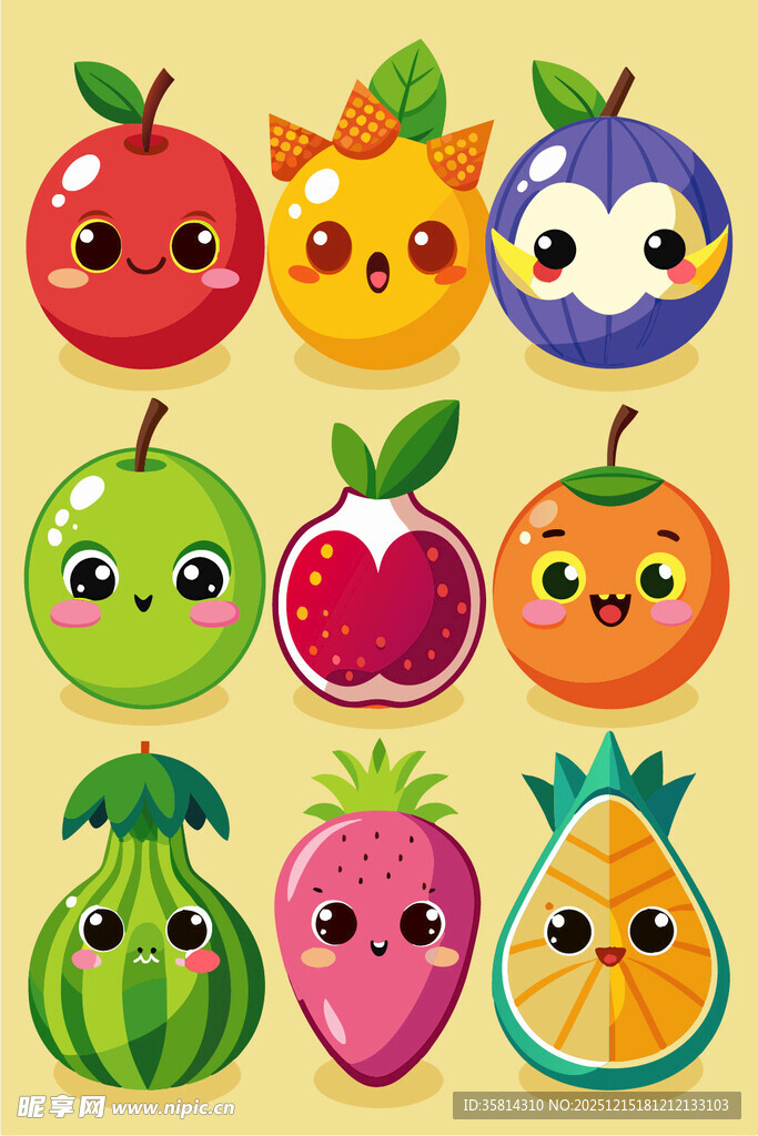 可爱水果卡通形象集合
