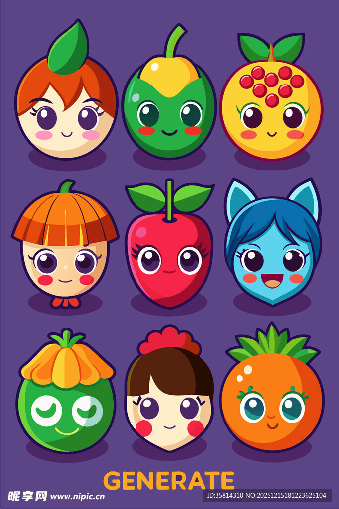 可爱水果拟人卡通形象