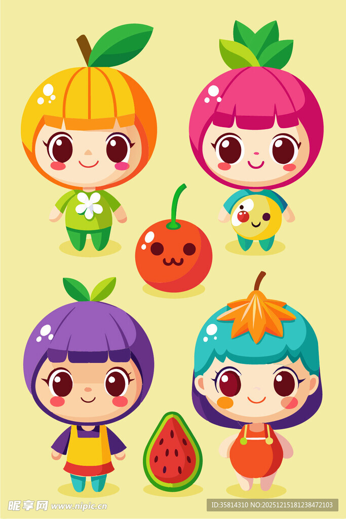 可爱水果拟人卡通角色
